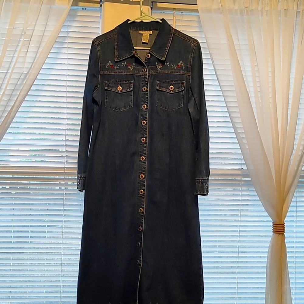 Blue Jean dress w/ floral details size PM